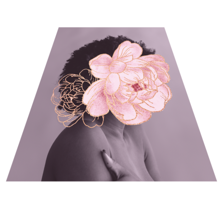 Graceful botanical silhouette living room vinyl rug - TenStickers