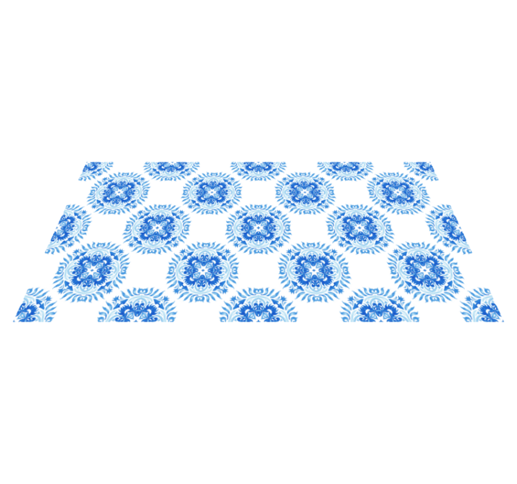 Azure Blossom Elements mosaic vinyl rug - TenStickers