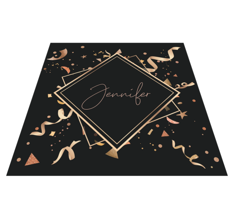 Gold confetti with name teen vinyl rug - TenStickers