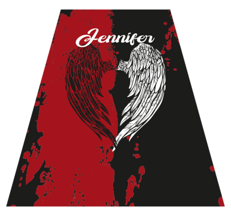 Heart wings with name teen vinyl rug - TenStickers