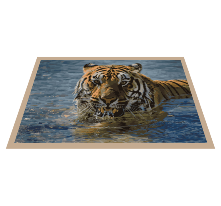 Tiger in the water animal vinyl rug - TenStickers