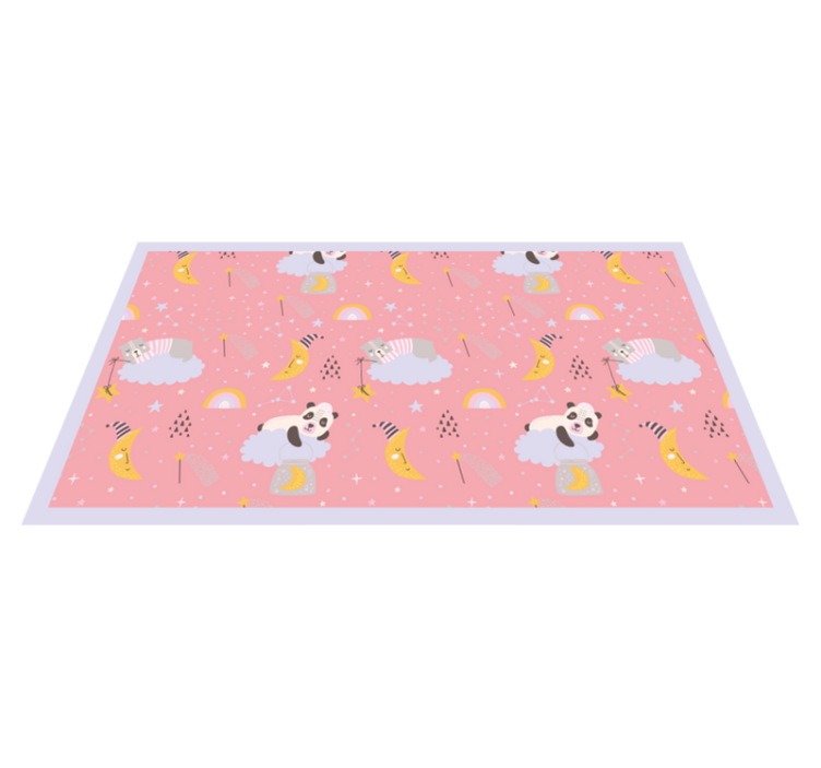 Clouds on pink background kids vinyl rug - TenStickers
