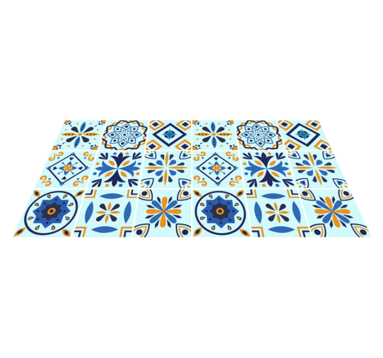 Traditional tile motif kitchen vinyl rug - TenStickers