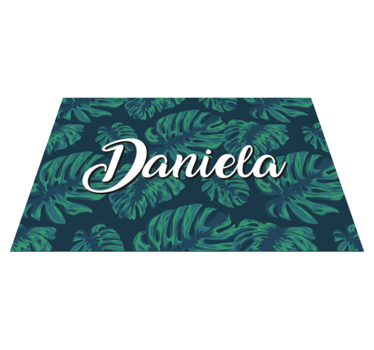 Tropical leaves with name teen vinyl rug - TenStickers