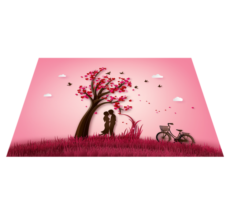 Romantic Tree Scene floral vinyl rug - TenStickers