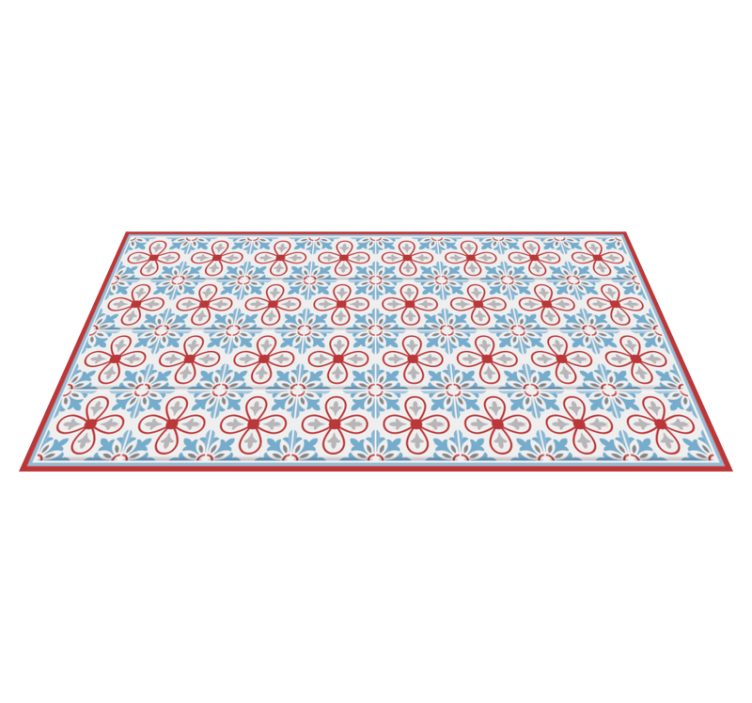 Blue and red moroccan tiles vinyl kitchen mat - TenStickers
