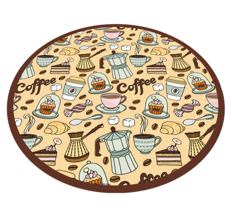 Round coffee design kitchen vinyl rug - TenStickers