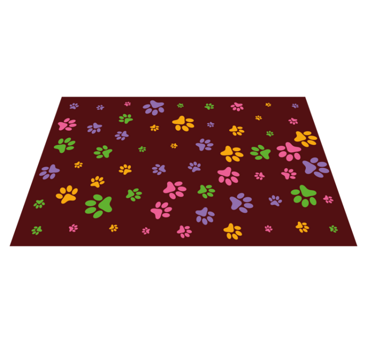 Colorful Paw Patterns animal print vinyl rug - TenStickers