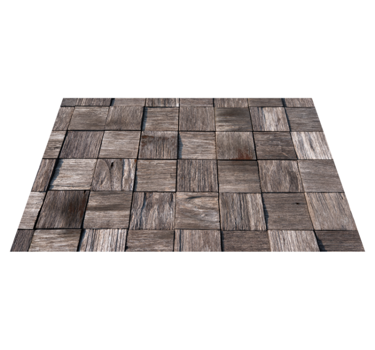 Grey squares design wood effect vinyl rug - TenStickers