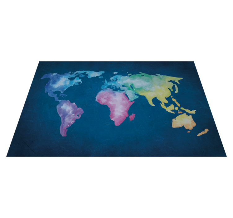 WATERCOLOUR WORLD MAP world map vinyl rug - TenStickers