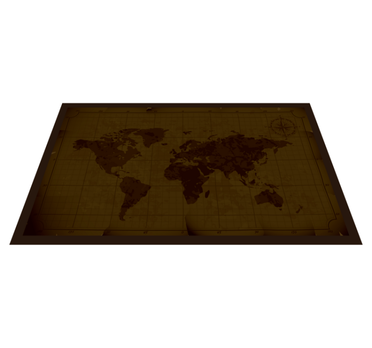 Antique brown design world map vinyl rug - TenStickers
