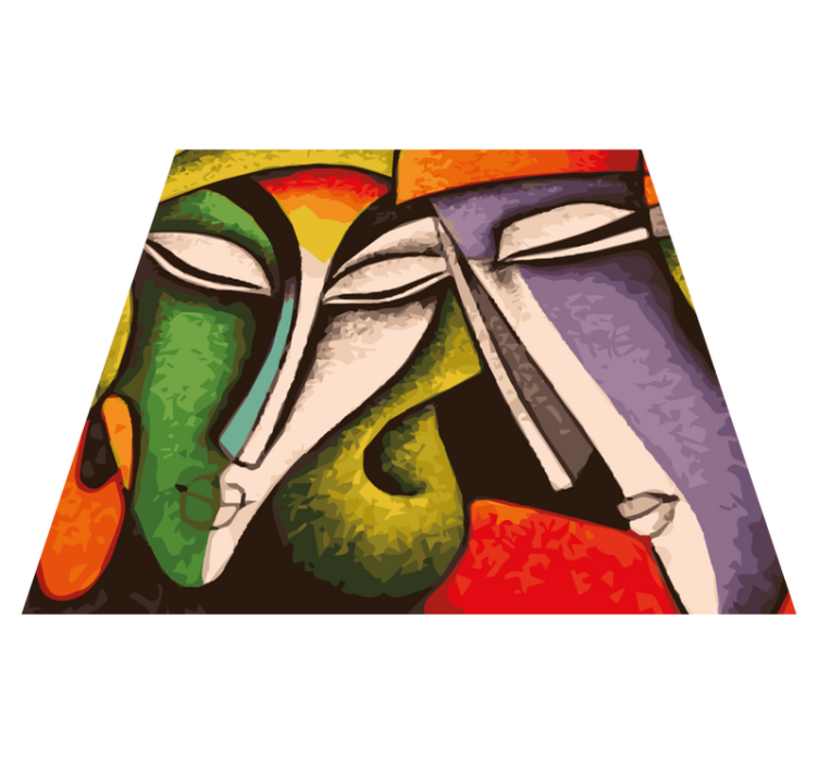 Vibrant Abstract Portraits bedroom vinyl rug - TenStickers