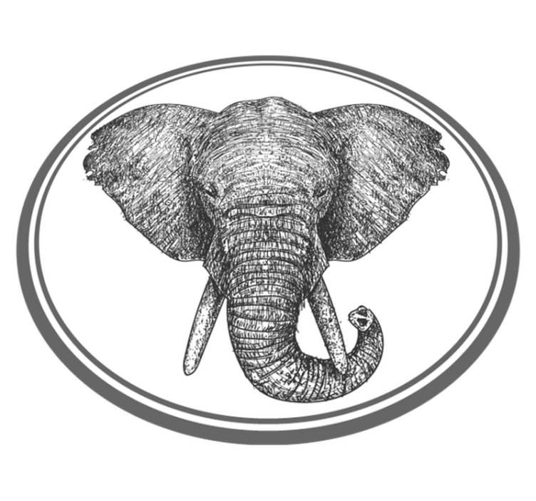 Grey elephant outline animal vinyl rug - TenStickers