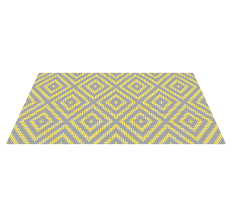 Yellow and gray square pattern geometric vinyl rug - TenStickers