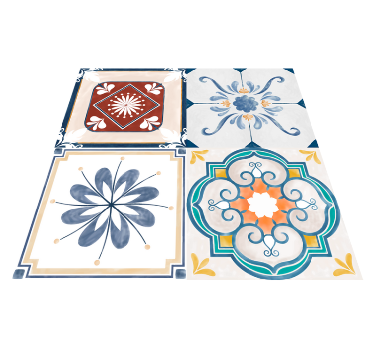 Colorful Geometric Patterns tile vinyl rug - TenStickers