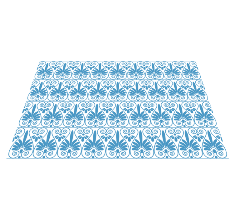 Sophisticated Blue Motif tile vinyl rug - TenStickers
