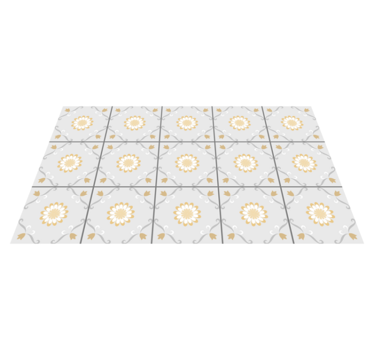Elegant botanical design tile vinyl rug - TenStickers