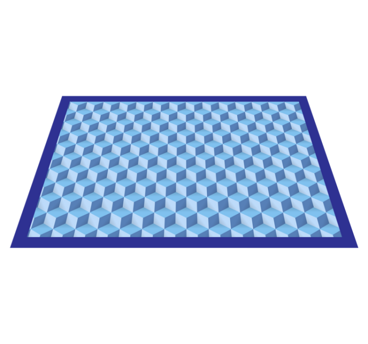 3D cubic blue geometric vinyl rug - TenStickers