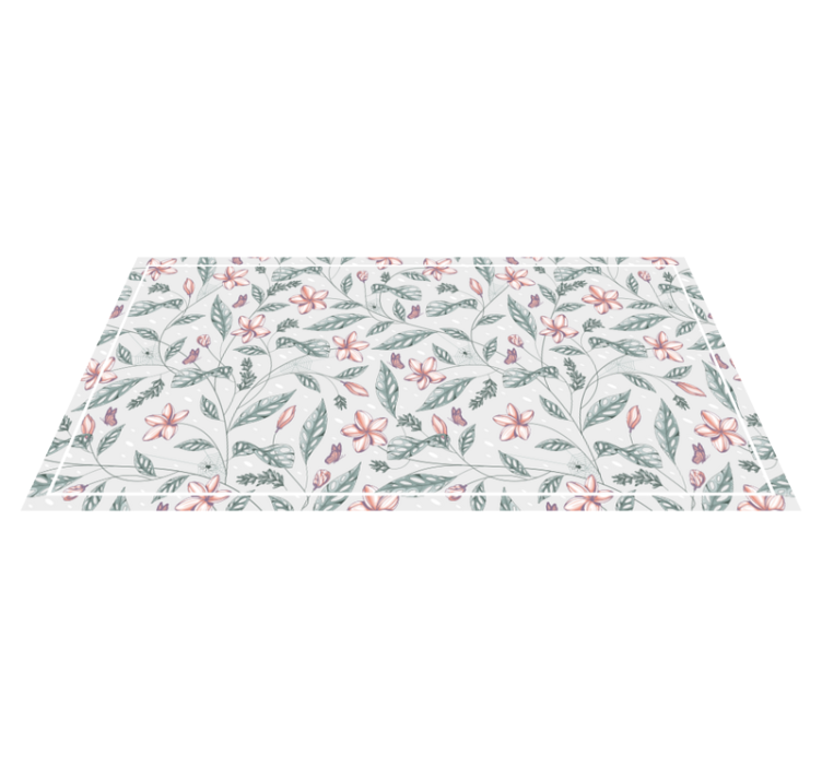 Floral vinyl rug in floral greenery pattern - TenStickers