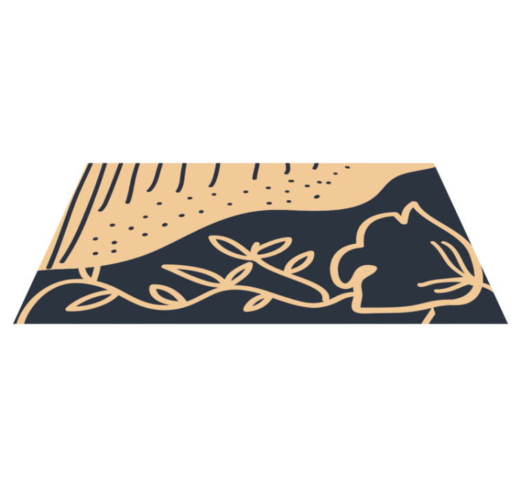 Nature vinyl rug with beige leafy design - TenStickers