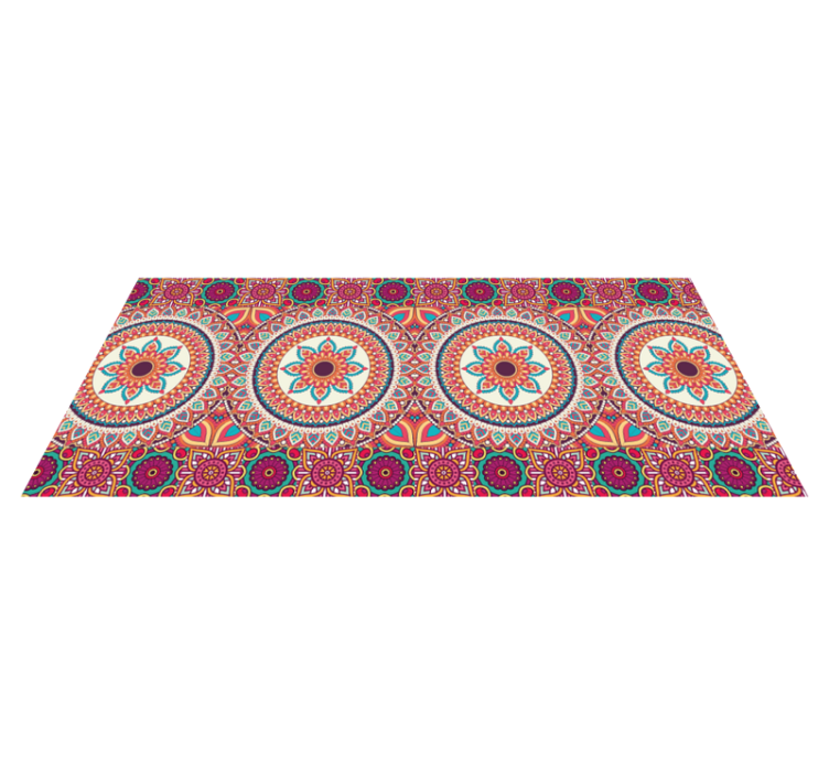 Colourful mandala patchwork tile carpet - TenStickers