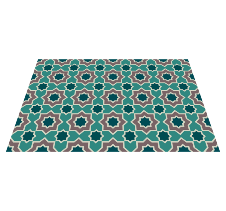 Turquoise and green shapes tile kitchen vinyl rug - TenStickers