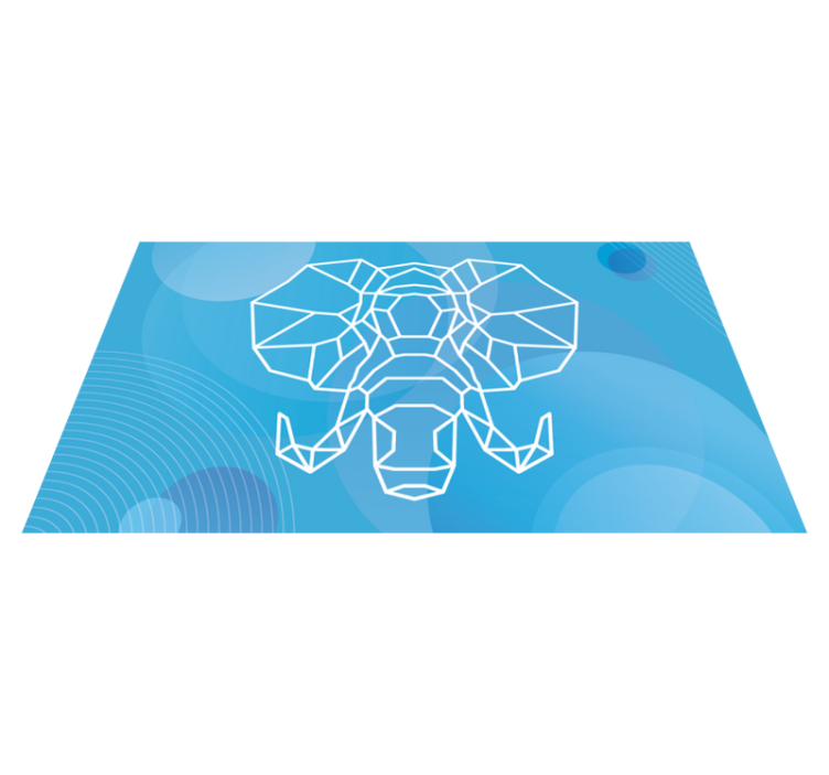 Blue elephant face animal vinyl rug - TenStickers