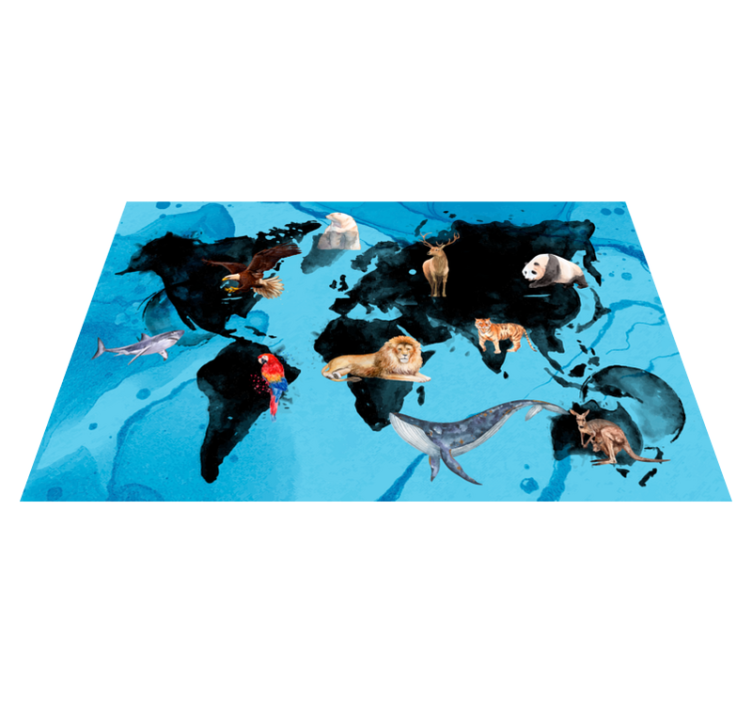 Blue and black wildlife kids vinyl rug - TenStickers