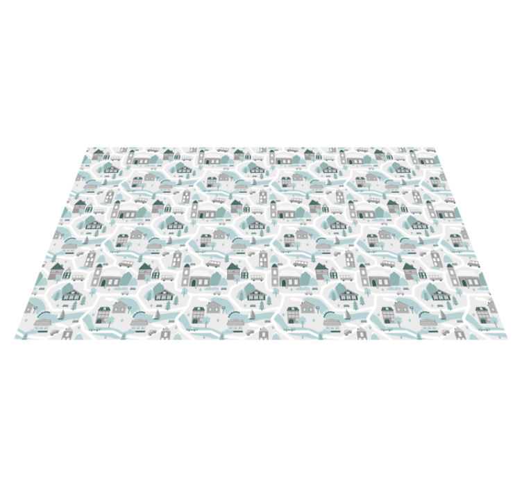 Charming Village Scene road vinyl rug - TenStickers