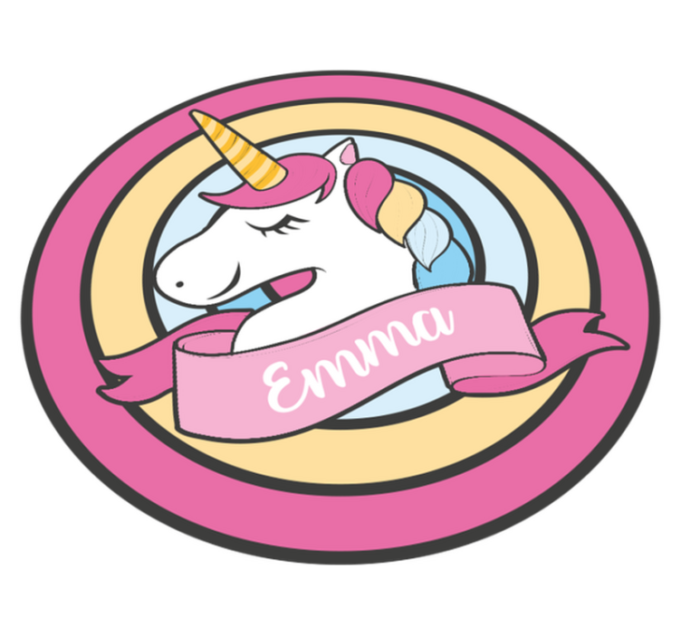 Unicorn name in badge kids vinyl rug - TenStickers