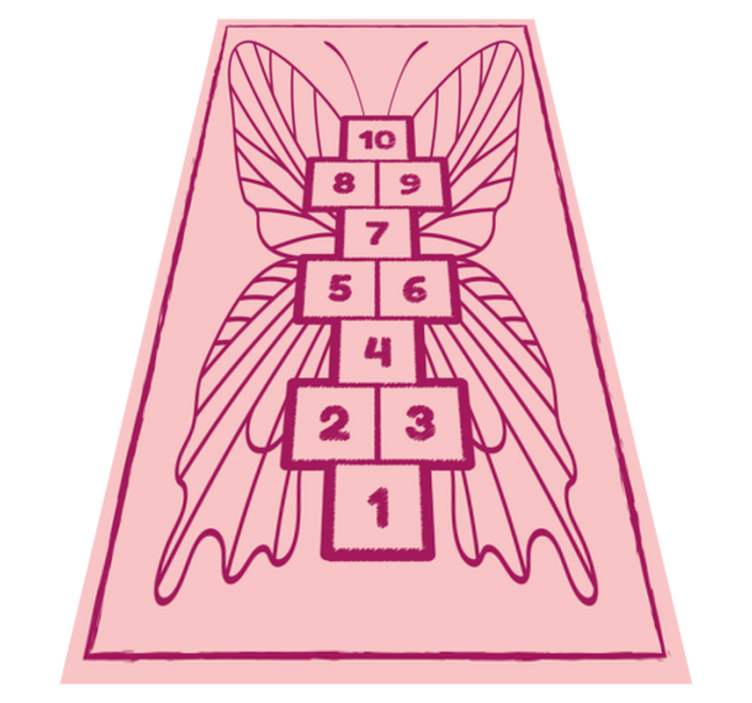 Pink butterfly hopscotch game vinyl rug - TenStickers