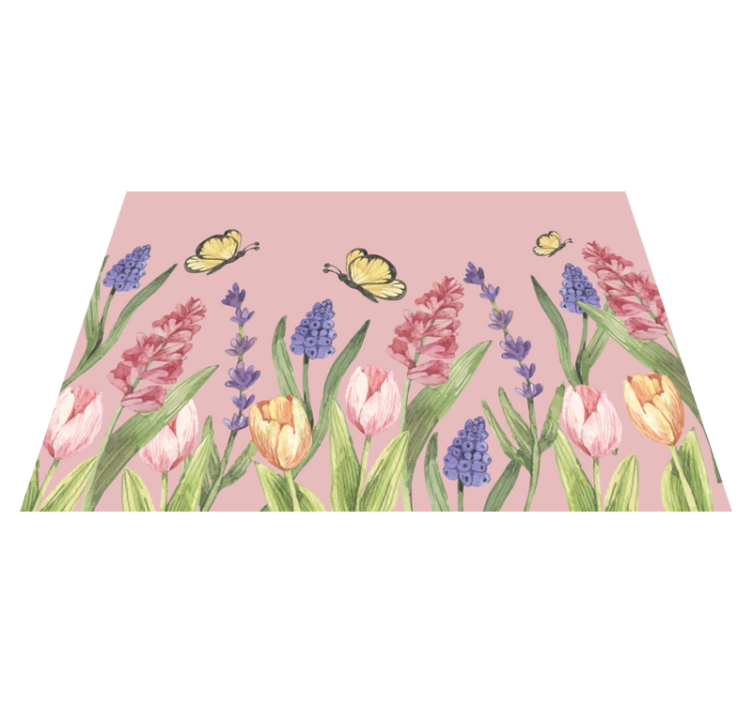 Botanical Garden Emblem floral vinyl rug - TenStickers