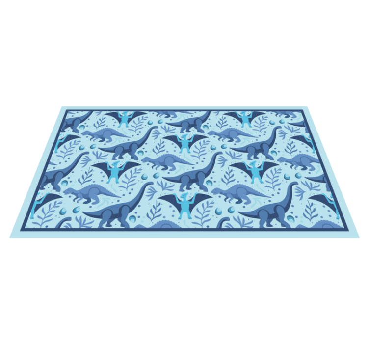 Blue dinosaur expedition kids vinyl rug - TenStickers