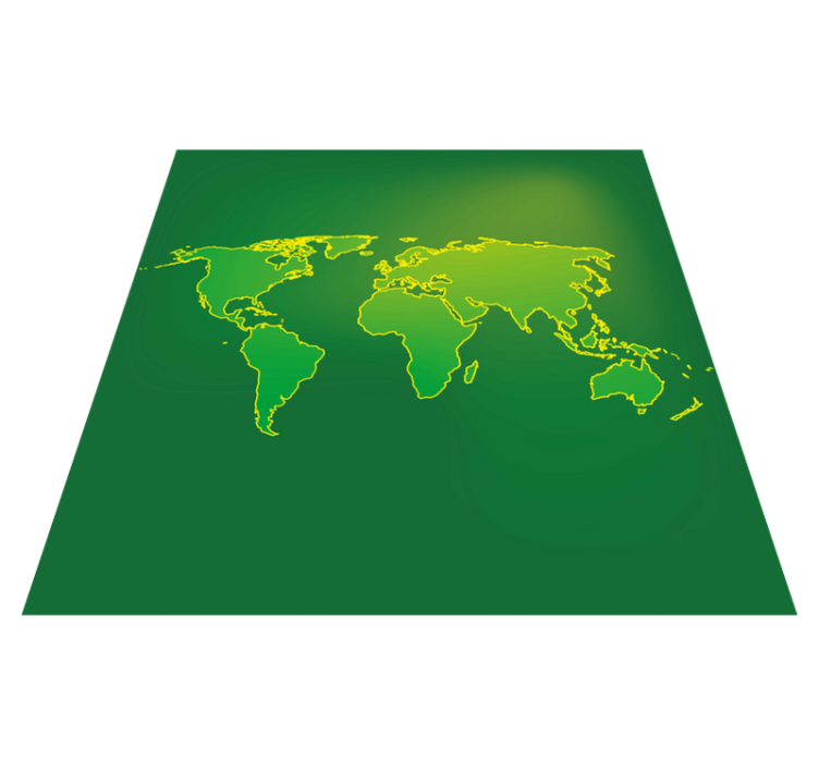 Green Planet Contour world map vinyl rug - TenStickers