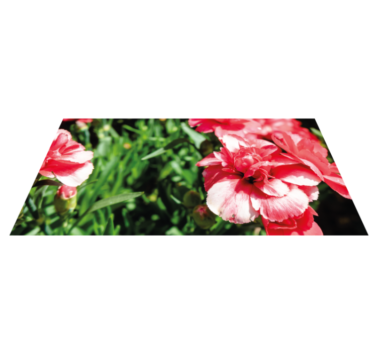 Pink blooms and grass floral vinyl rug - TenStickers