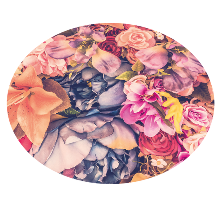 Blooms Circular Composition floral vinyl rug - TenStickers