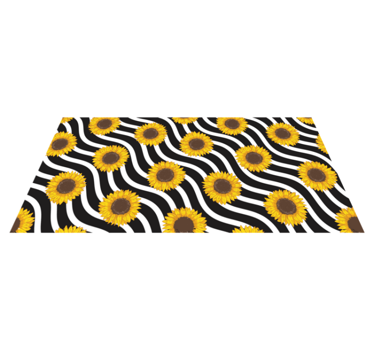 Sunflowers on stripy background vinyl rug - TenStickers