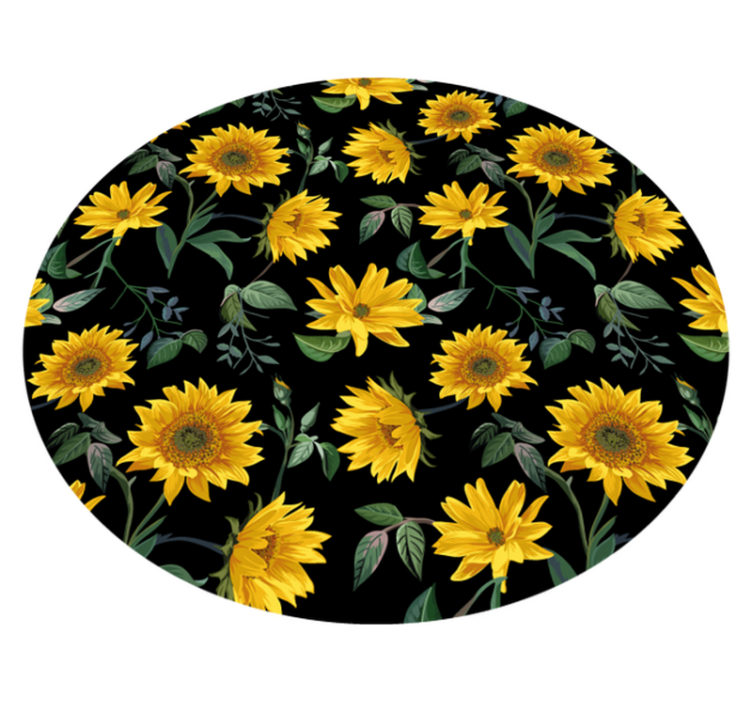 Sunflower Bloom Illustration floral vinyl rug - TenStickers