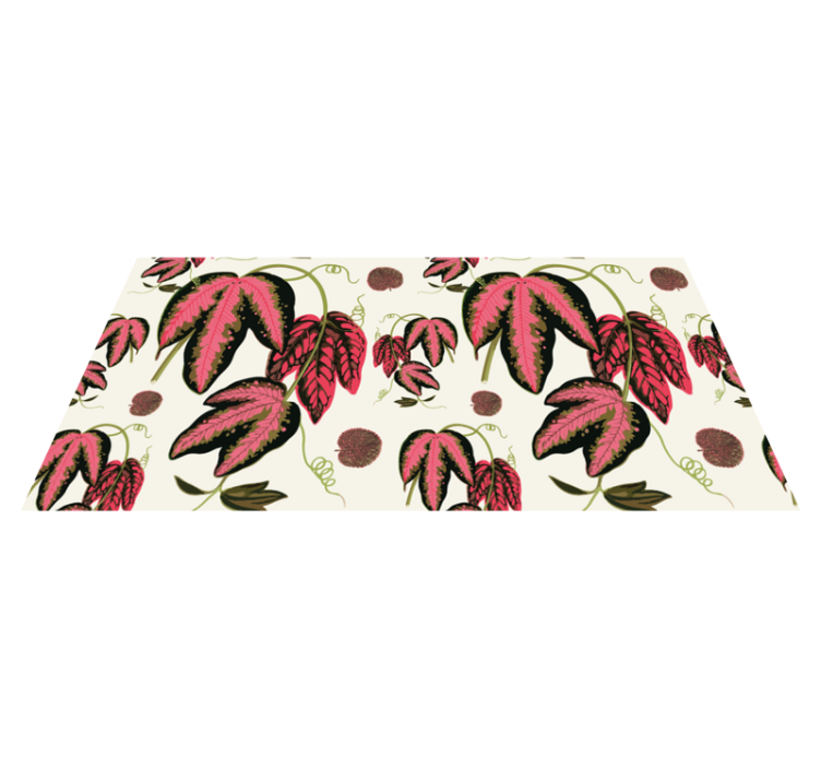 Pink Leaf Pattern floral vinyl rug - TenStickers