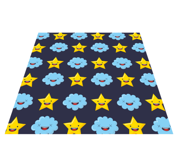Grinning Celestial Clouds star vinyl rug - TenStickers