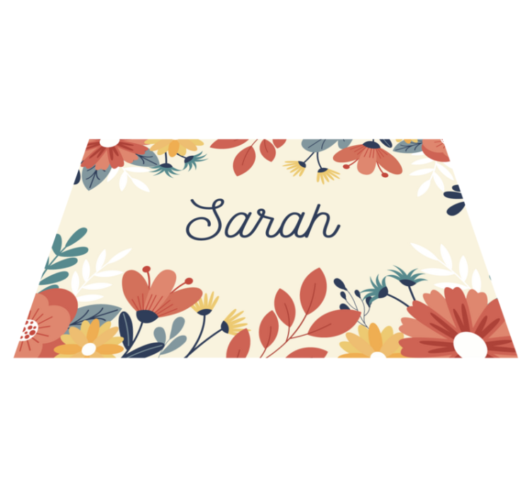 Personalized Flower Name custom vinyl rug - TenStickers