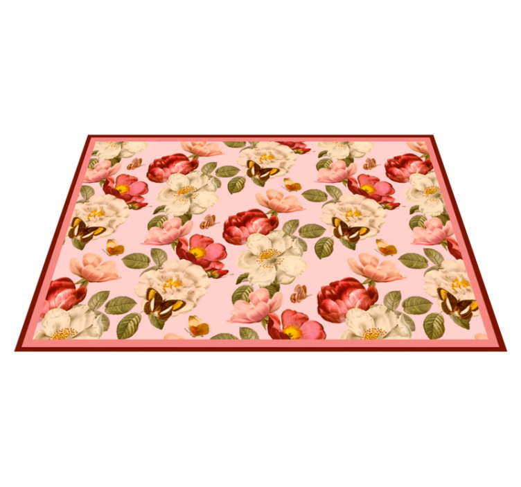 Floral Blossoming Composition floral vinyl rug - TenStickers