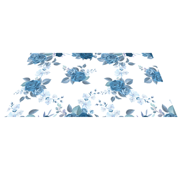 Floral vinyl rug in blue floral arrangement - TenStickers