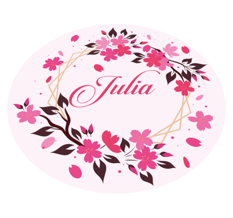 Botanical crown with name bedroom vinyl rug - TenStickers