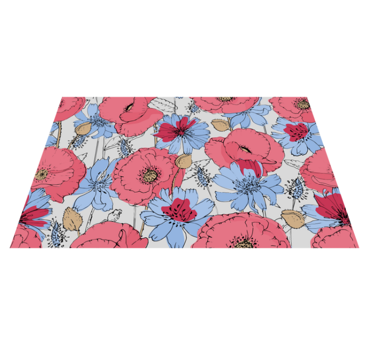 Lively botanical print floral vinyl rug - TenStickers