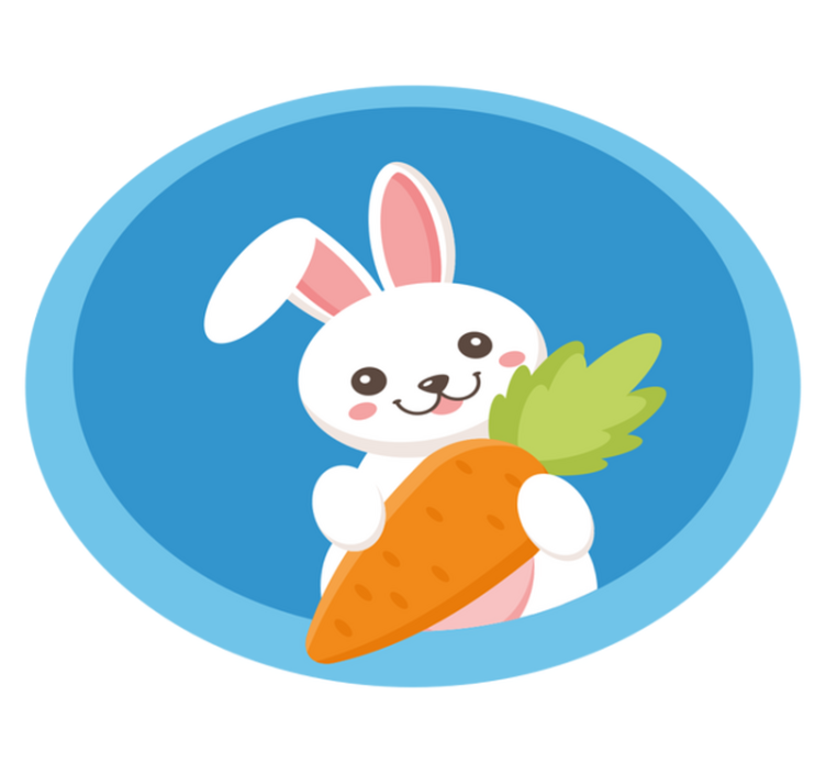 Happy bunny with carrot animal vinyl rug - TenStickers