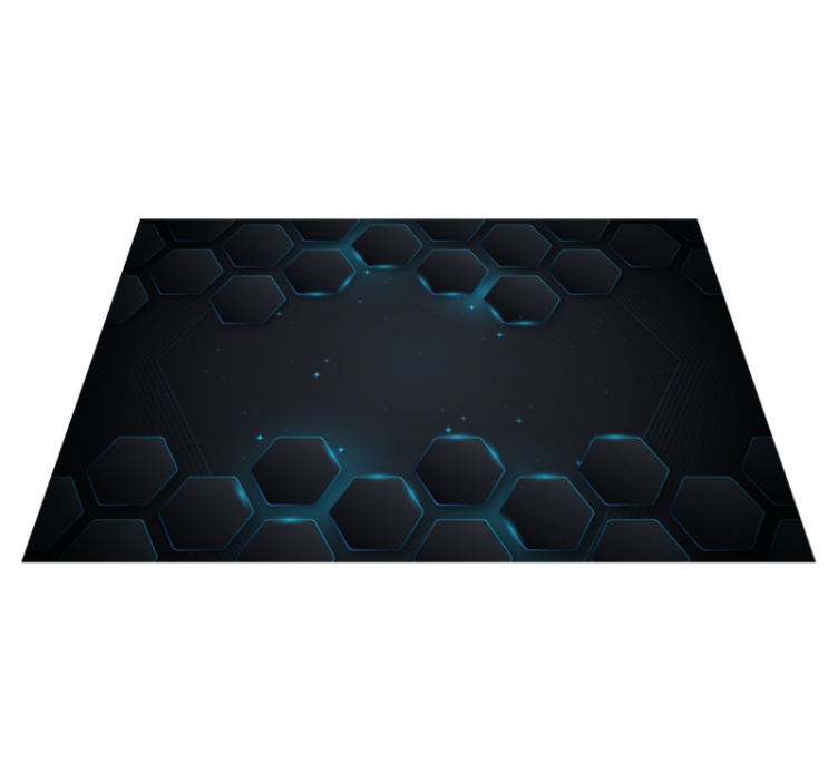 Blue hexagonal layout geometric vinyl rug - TenStickers