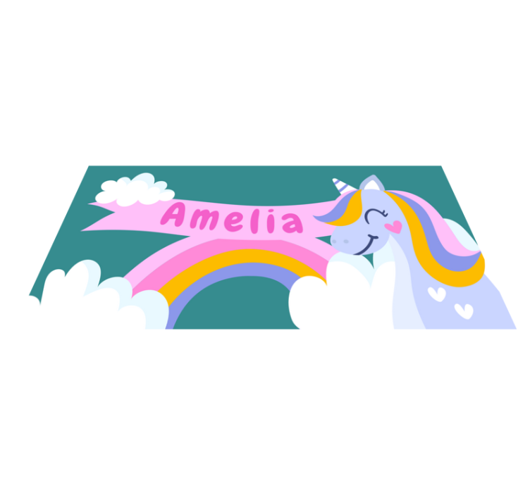 Rainbow unicorn costum kids vinyl rug - TenStickers