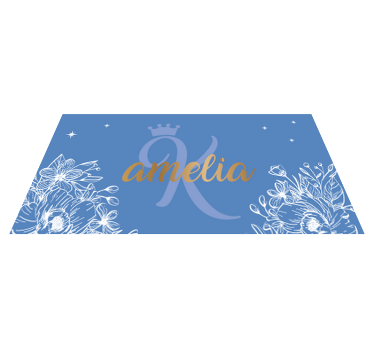 Floral name and initial teen vinyl rug - TenStickers