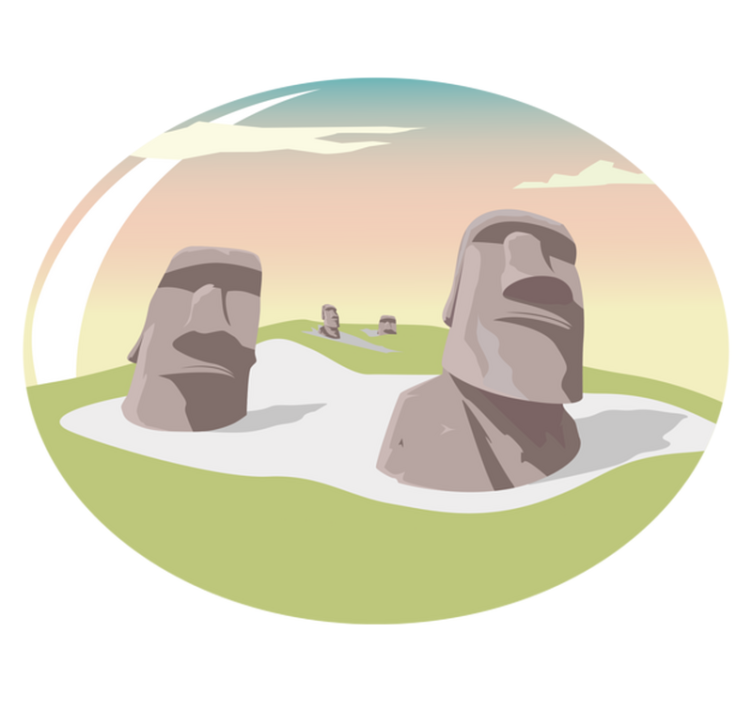Moai Stone Silhouettes nature vinyl rug - TenStickers